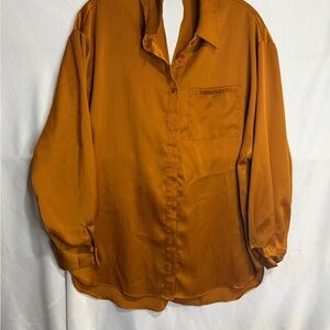 Gilli Woman’s  Burnt Orange Casual Oversized Button Down Shirt